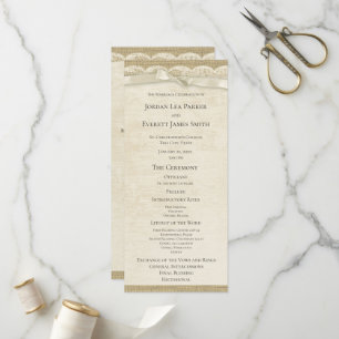 Vintage Lace et Burlap Programme de mariage