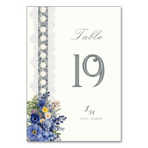 Vintage Lace Et Perles Numéro De Table Florale