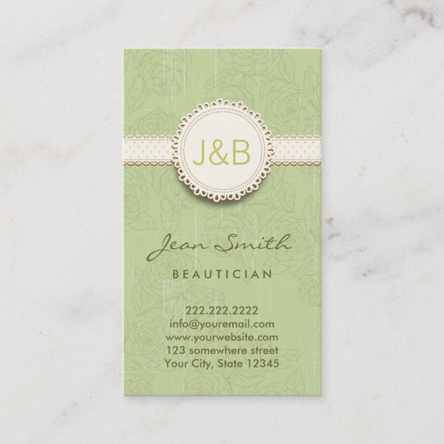 Vintage Lace Floral Beautician Business Card (Front)