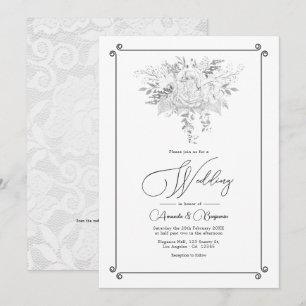 Vintage Lace Floral Wedding QR Code Invitation