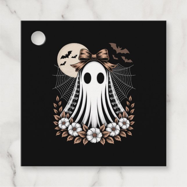 Vintage Lace Ghost Halloween Favour Tags (Front)