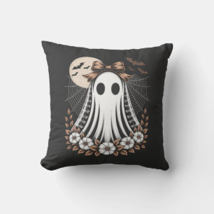 Vintage Lace Ghost Halloween Throw Pillow