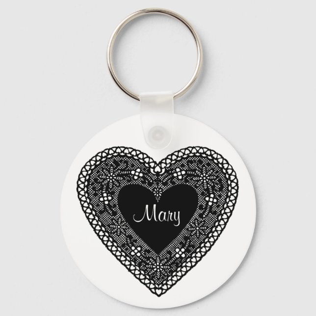 Vintage Lace Heart Keychain (Front)