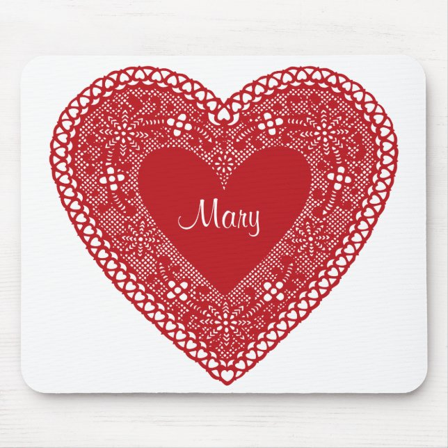 Vintage Lace Heart Mouse Pad (Front)
