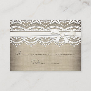 Vintage Lace & Linen Rustic Table Seating Cards