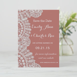 Vintage Lace Marsala or any colour Wedding Invitation