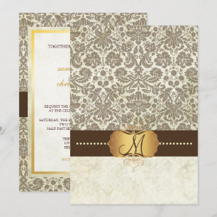 Vintage Lace Monogram Wedding Invitations