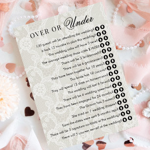 Vintage Lace Over or Under Bridal Shower Game  Invitation
