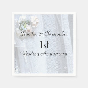 Vintage Lace Paper Napkins 1st Wedding Anniversary