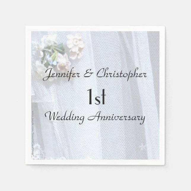 Vintage Lace Paper Napkins 1st Wedding Anniversary (Front)