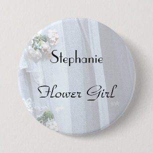 Vintage Lace Personalized Flower Girl Button Pin