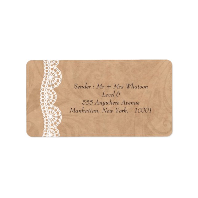 Vintage Lace Personalized Wedding Address Labels (Front)