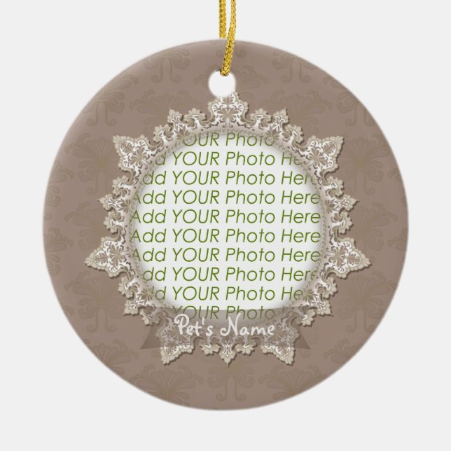 Vintage Lace Pet Goat Memorial Ornament (Front)