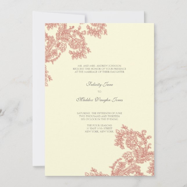 Vintage Lace | Poppy | Wedding Invitation (Front)