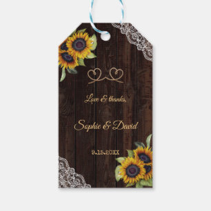 Vintage Lace Rope We Tied The Knot Sunflowers BBQ Gift Tags