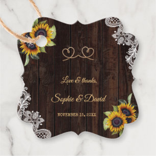 Vintage Lace Rope We Tied The Knot Sunflowers Favour Tags
