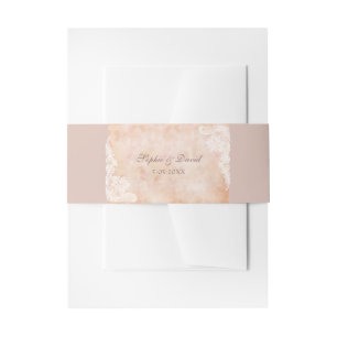 Vintage Lace Roses Old Paper WeddingWedding Invitation Belly Band