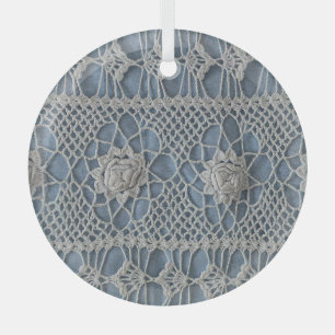 Vintage lace: small white roses. glass ornament