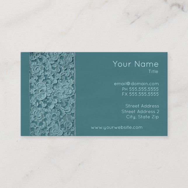 Vintage Lace Turquoise Business Cards (Front)