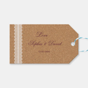 Vintage Lace Wine Cork Wedding Gift Tags
