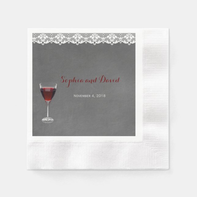 Vintage Lace Winery Wedding Napkin (Front)