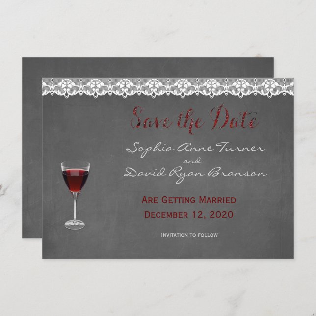 Vintage Lace Winery Wedding SAVE THE DATE Invitation (Front/Back)