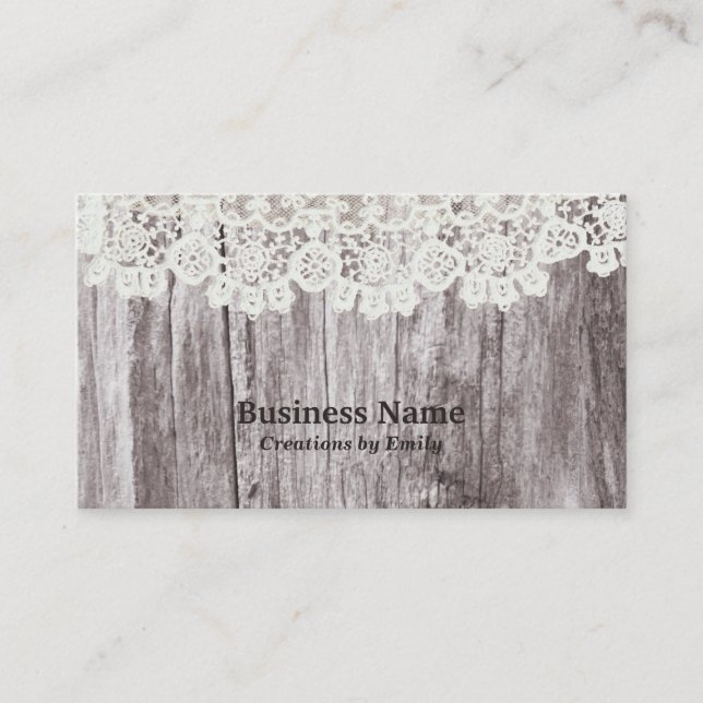 Vintage Lace & Wood Jewellery Business Card (Front)
