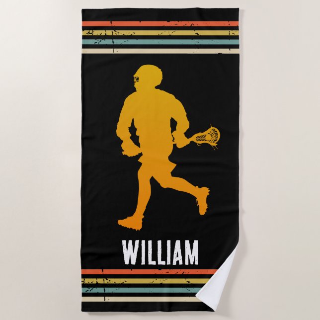 Vintage  Lacrosse Personalized  Beach Towel (Front)