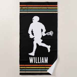 Vintage  Lacrosse Personalized  Beach Towel