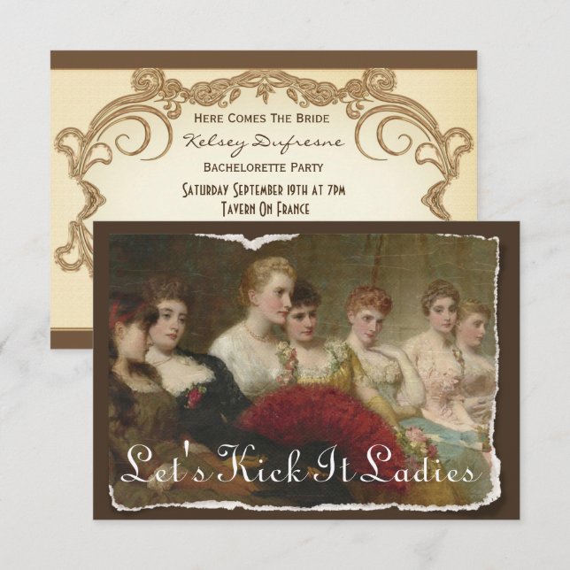 Vintage Ladies Bachelorette or Birthday Invitation (Front/Back)