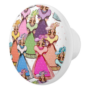 Vintage Ladies Ceramic Knob