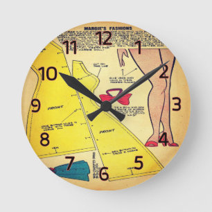 Vintage Ladies Dress Pattern Cut Out Wall Clock
