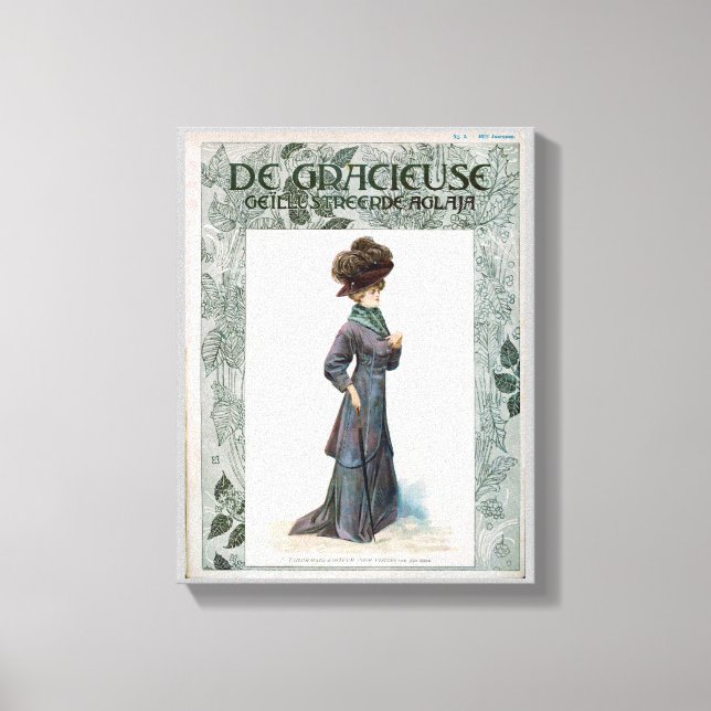 Vintage Ladies Fashion Design Illustration Canvas Print (Front)