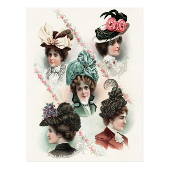 Vintage Ladies Fashion Victorian Hats Postcard