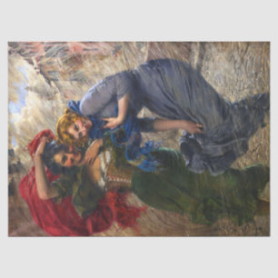 Vintage Ladies In Green Red Blue Decoupage Tissue Paper