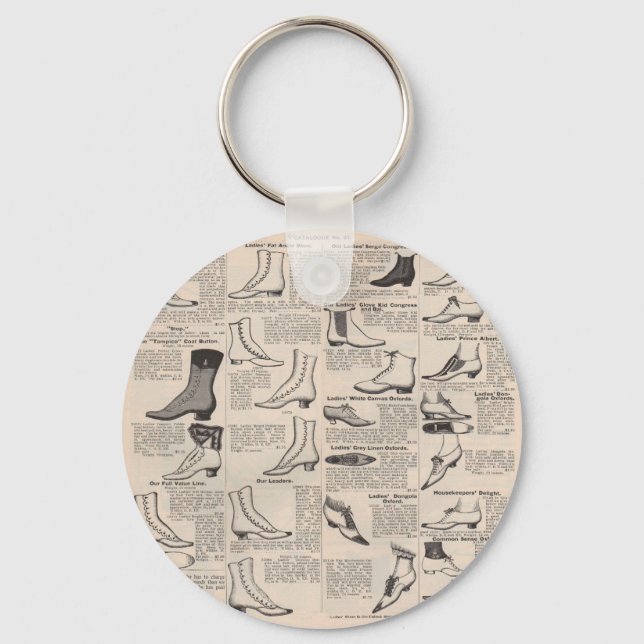 Vintage Ladies' Shoes Catalog - 1900s Fashion Keychain (Front)