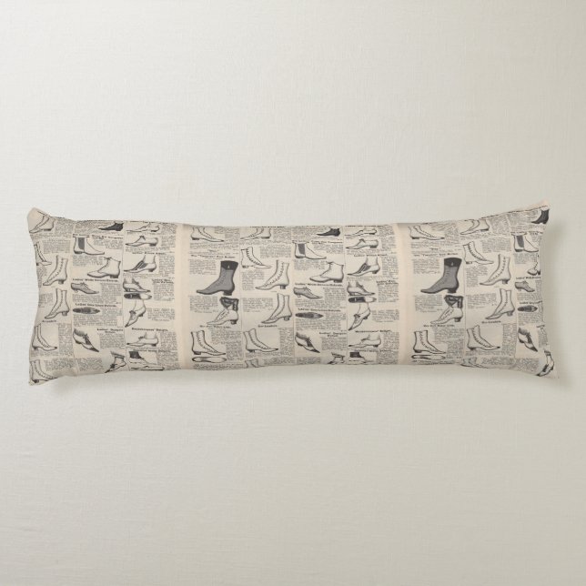 Vintage Ladies' Shoes Catalogue - 1900s Fashion Body Pillow (Back)