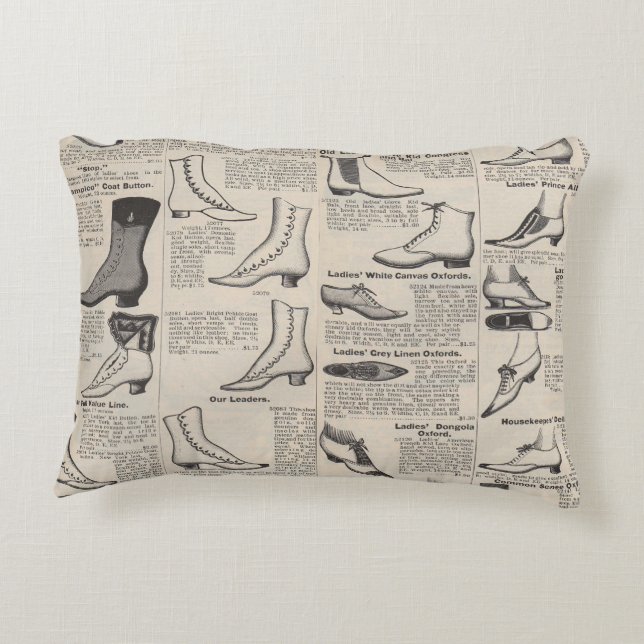 Vintage Ladies' Shoes Catalogue - 1900s Fashion Decorative Pillow (Back)