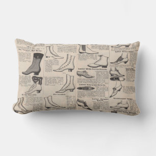 Vintage Ladies' Shoes Catalogue - 1900s Fashion Lumbar Pillow