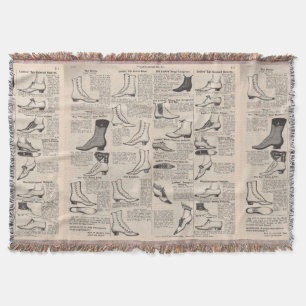 Vintage Ladies' Shoes Catalogue - 1900s Fashion Throw Blanket
