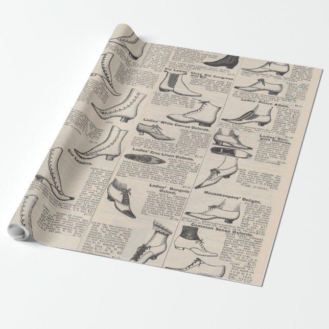 Vintage Ladies' Shoes Catalogue - 1900s Fashion Wrapping Paper (Unrolled)