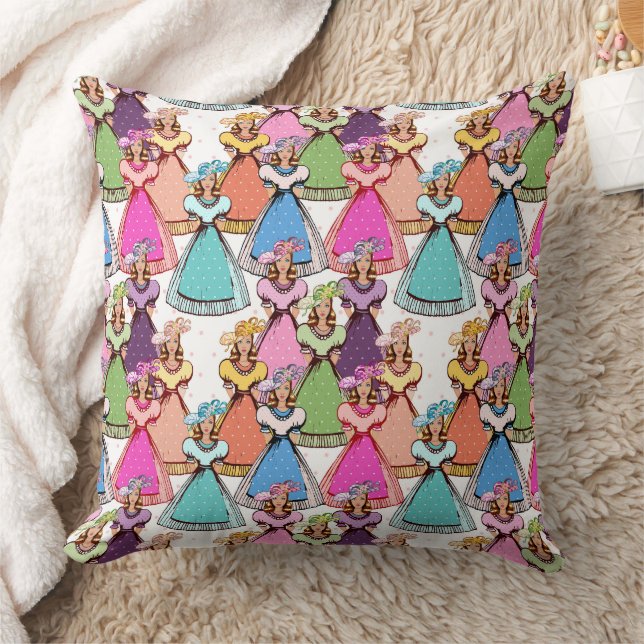 Vintage Ladies Throw Pillow (Blanket)