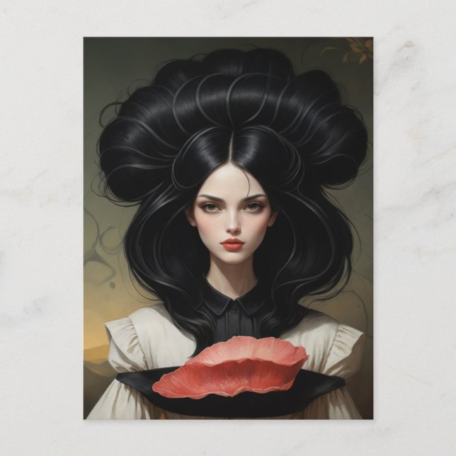 Vintage Lady and Raw Meat Postcard (Front)