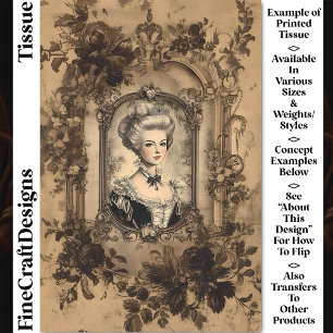 Vintage Lady Baroque Frame Sepia CW9R Decoupage Tissue Paper