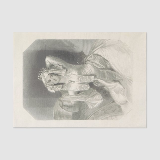 Vintage Lady Black and White Tissue Paper (Front)