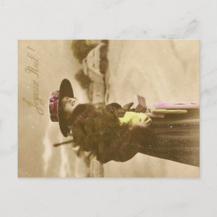 Vintage Lady Christmas Postcard