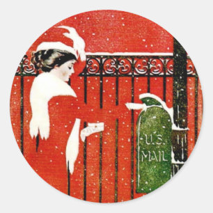 Vintage Lady Classic Round Sticker