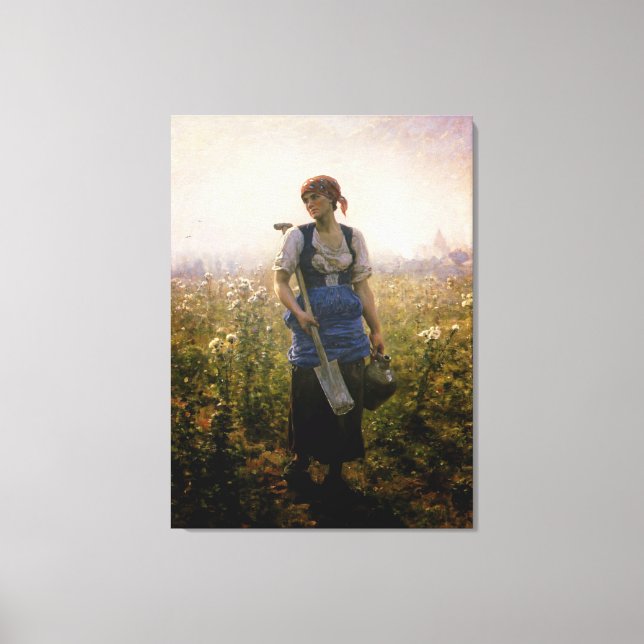  Vintage Lady Farmer At The Fields  Canvas Print (Front)