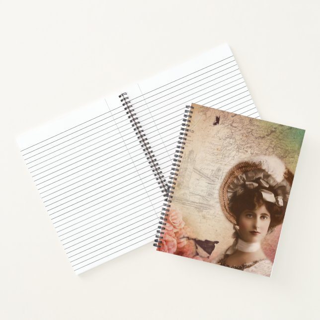 Vintage Lady Flowers Spiral Notebook (Inside)