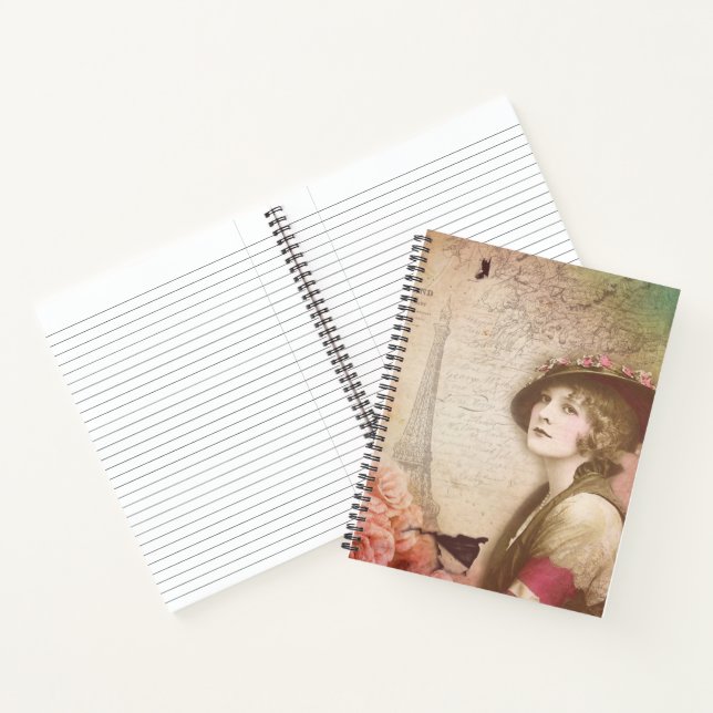  Vintage Lady Flowers Spiral Notebook - Elegant  (Inside)